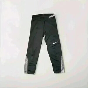 NIKE PRO Leggings Black White Swoosh Crop DriFit  Athletic Spandex Womens S